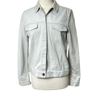T Alexander Wang Leather And Denim Jean Jacket Cream SZ L
